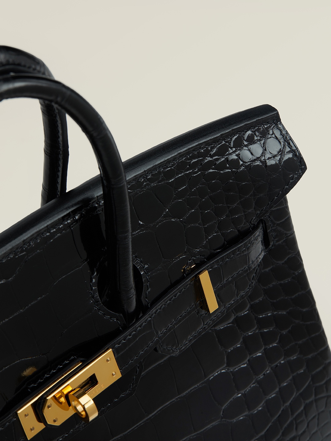 Hermes Birkin 25CM Handmade Bag In Black Crocodile Niloticus Shiny Skin